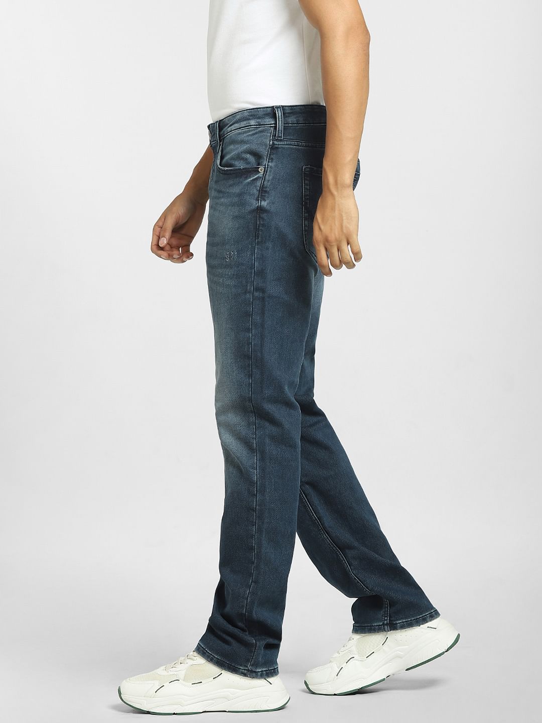 Dark Blue Mid Rise Clark Regular Fit Jeans