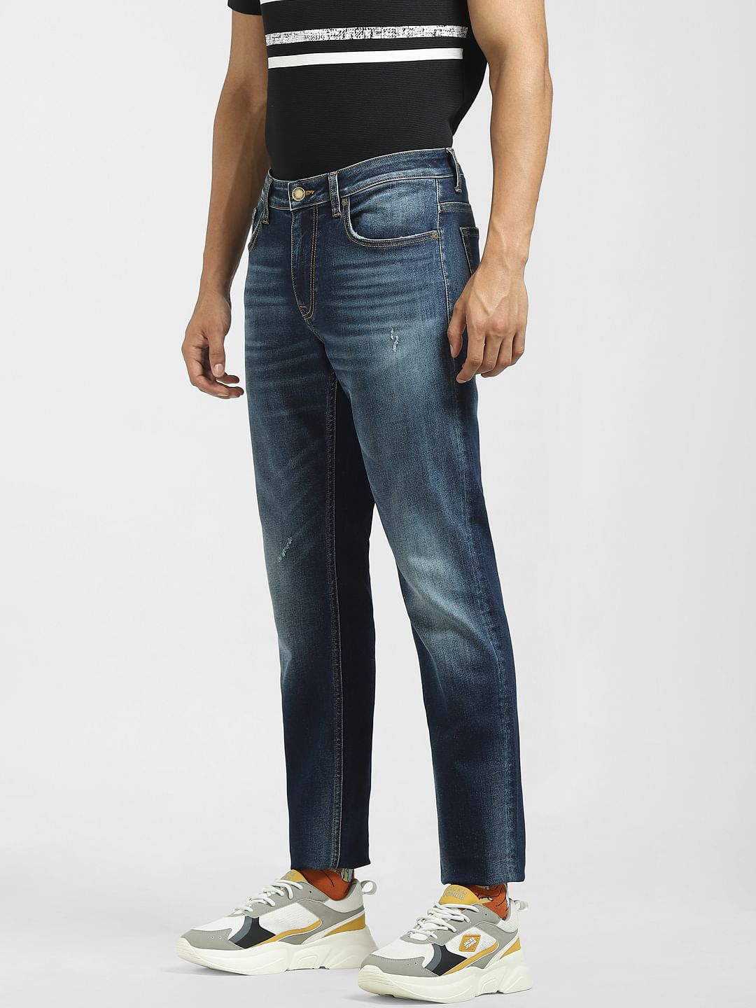 Blue Low Rise Washed Glenn Slim Jeans