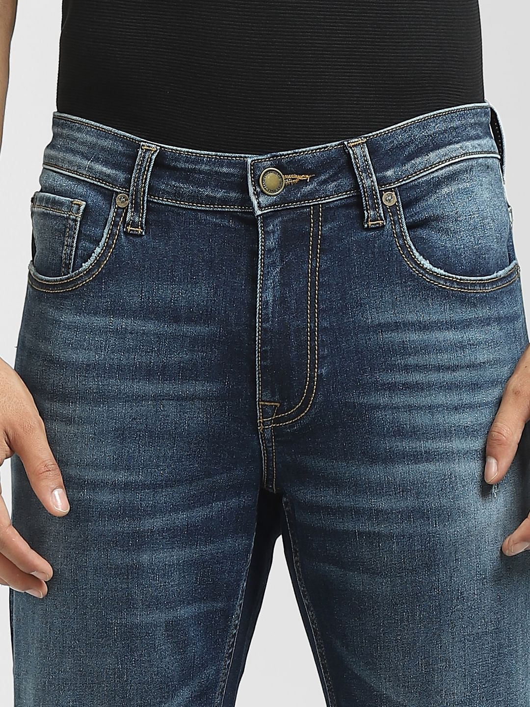 Blue Low Rise Washed Glenn Slim Jeans
