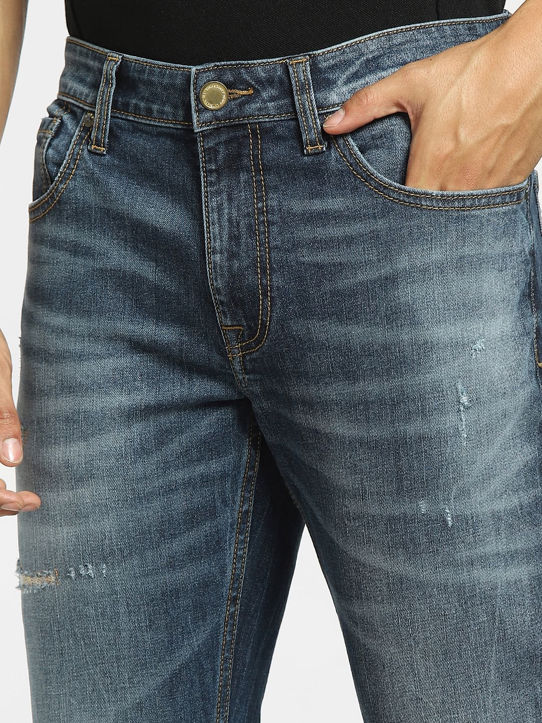 Dark Blue Low Rise Glenn Slim Jeans