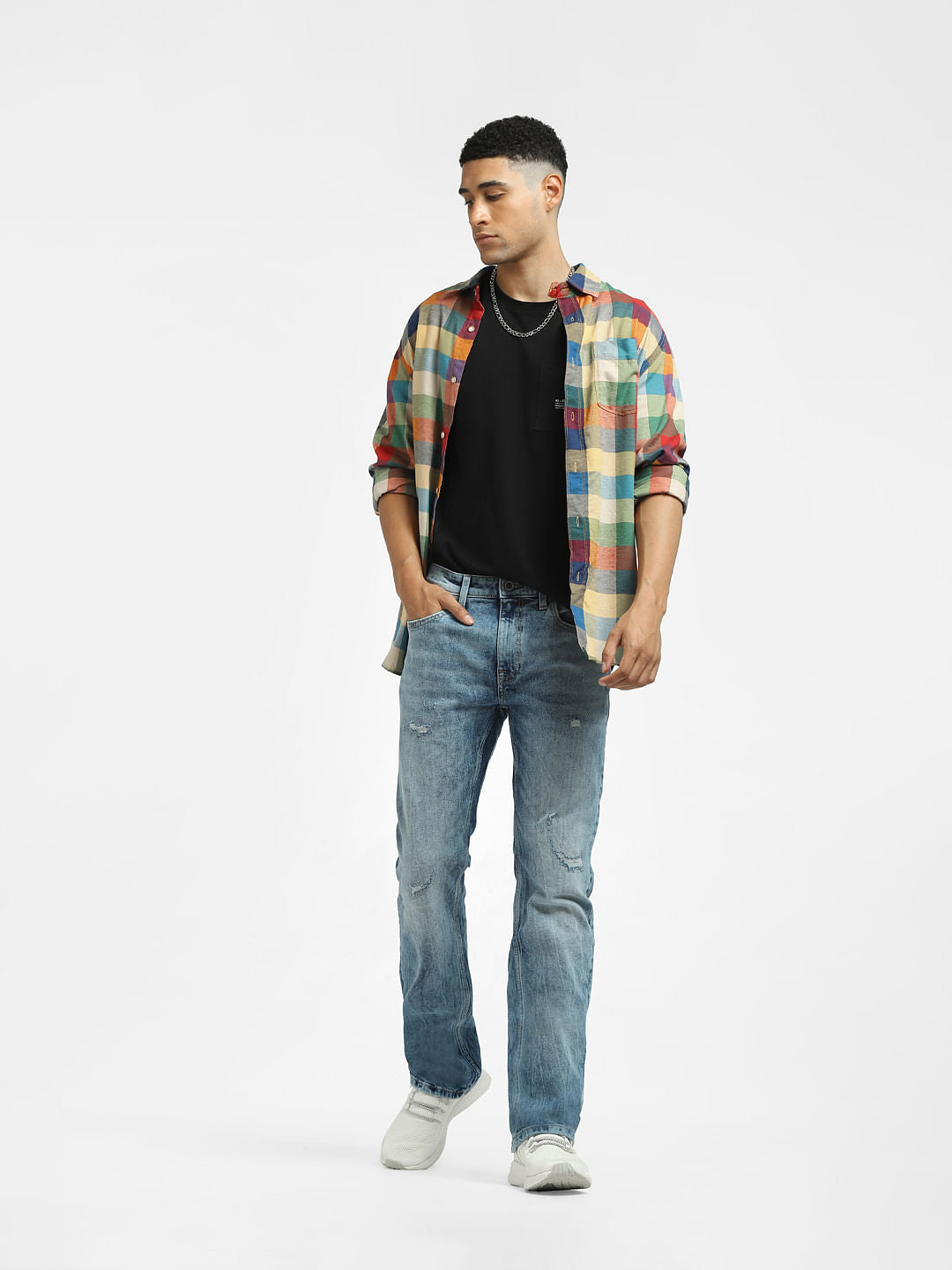Light Blue Distressed Clark Regular Jeans - 28/30