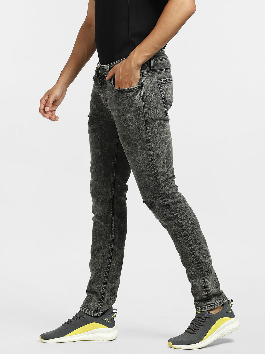 Black Low Rise Washed Liam Skinny Jeans