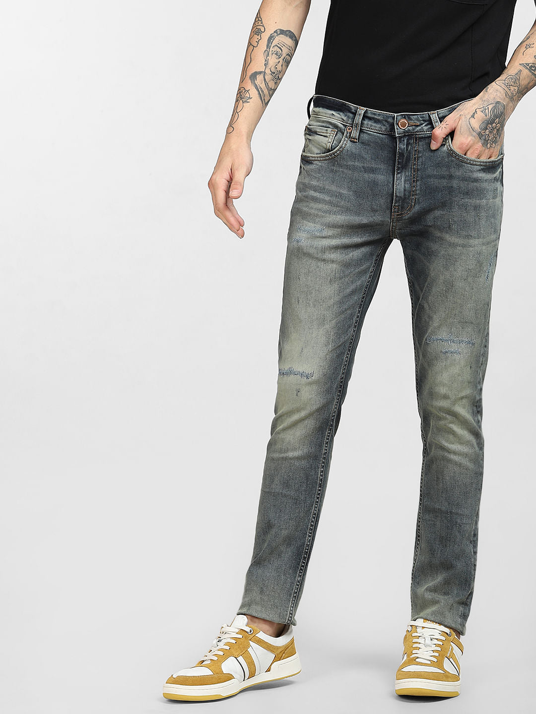 Blue Low Rise Washed Skinny Jeans