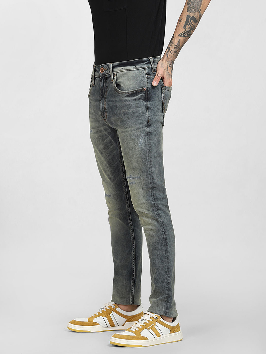 Blue Low Rise Washed Skinny Jeans