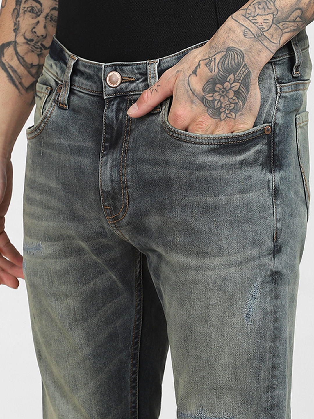 Blue Low Rise Washed Skinny Jeans