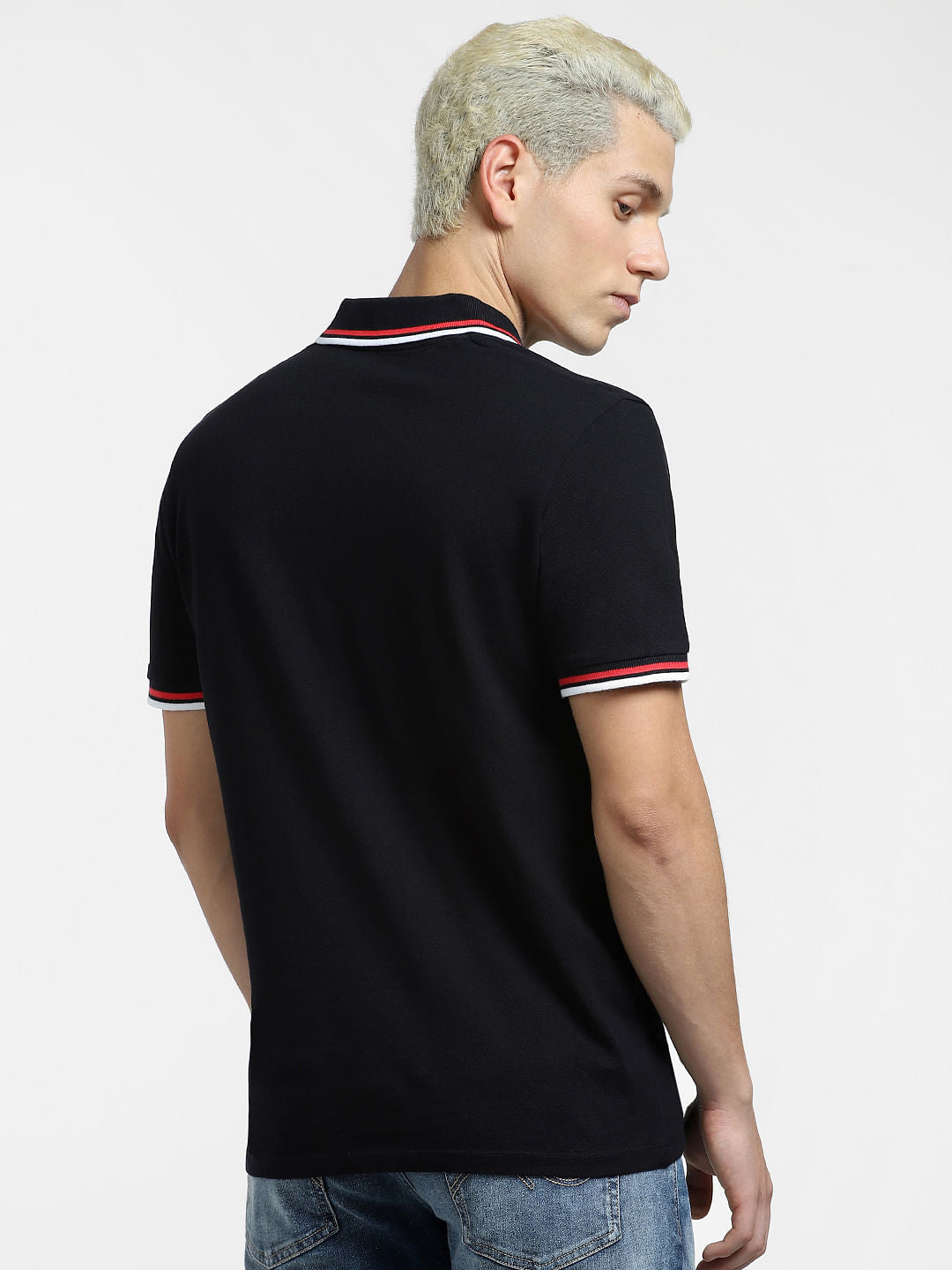 Black Logo Print Polo T-shirt