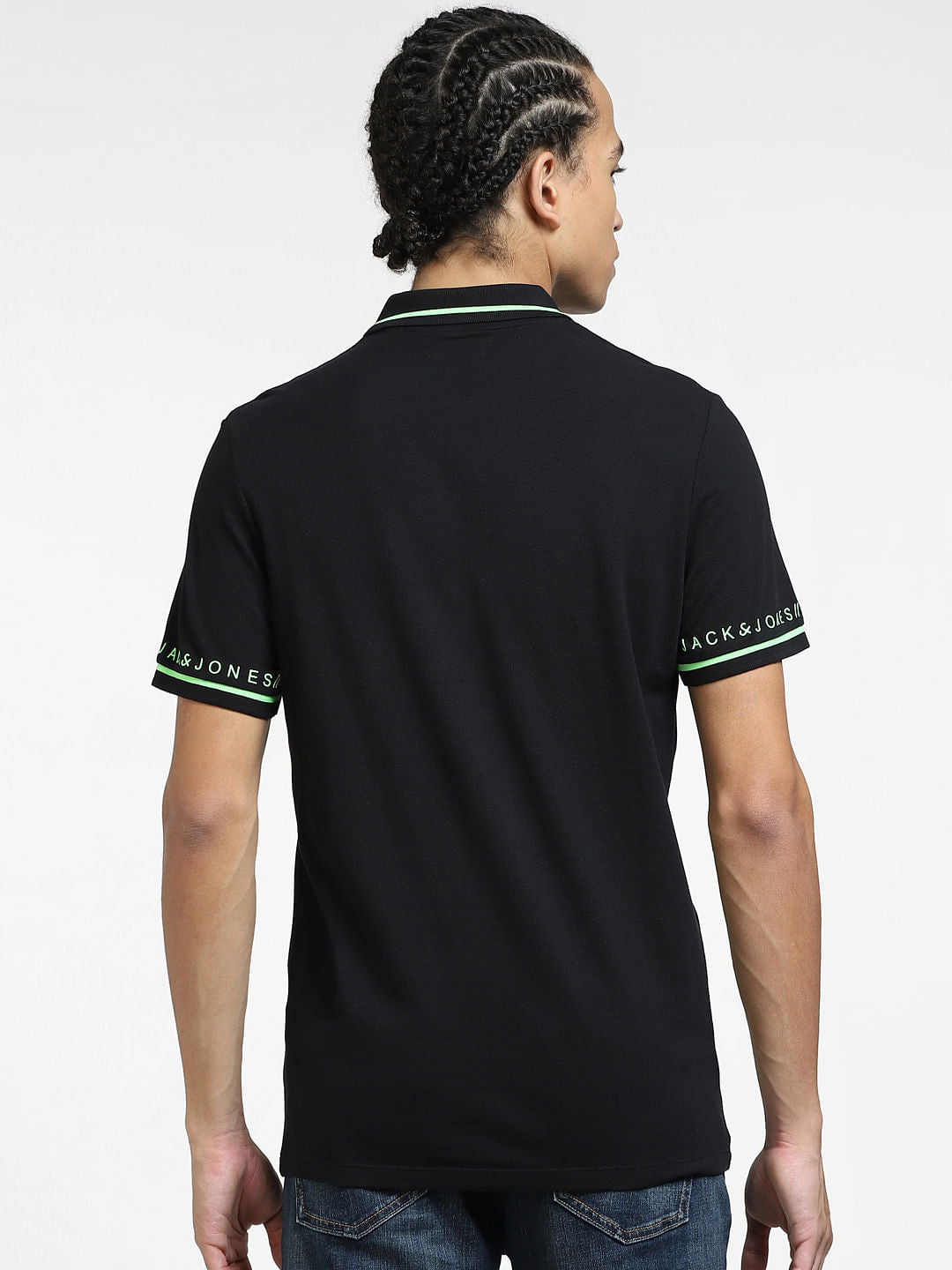Black Logo Print Polo T-shirt
