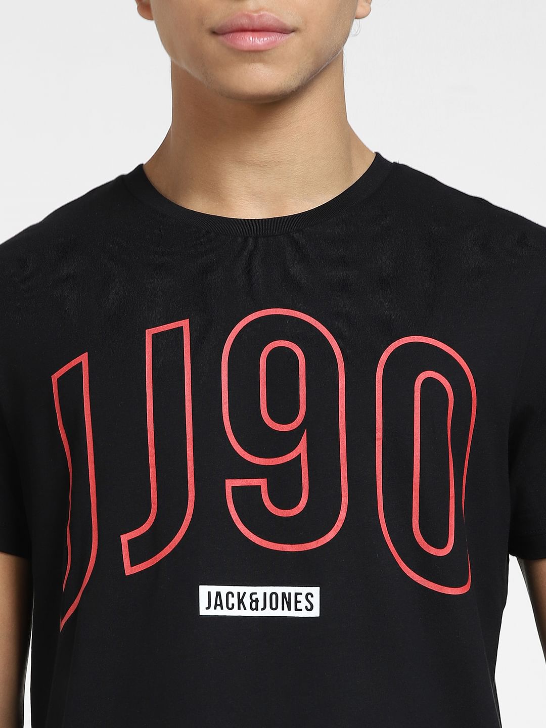 Black Logo Print Crew Neck T-shirt