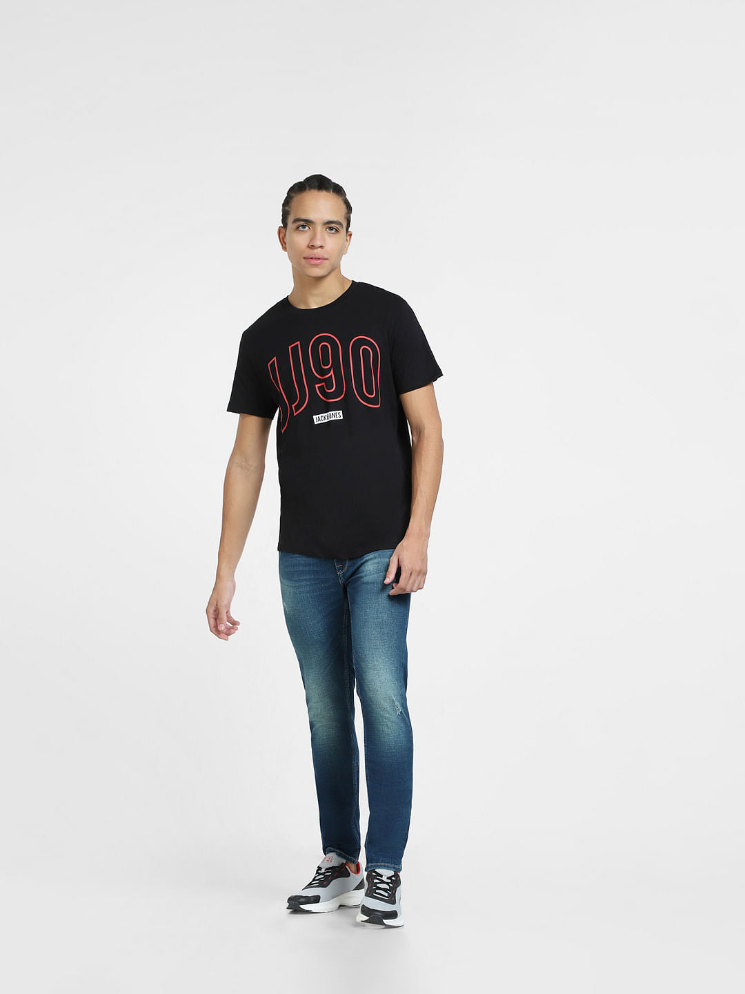 Black Logo Print Crew Neck T-shirt