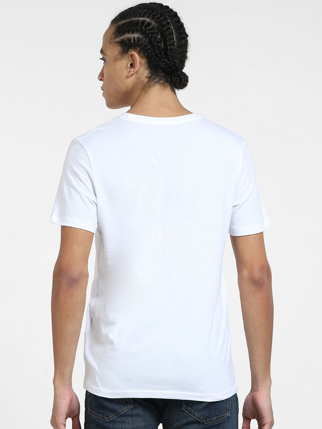 White Logo Print Crew Neck T-shirt