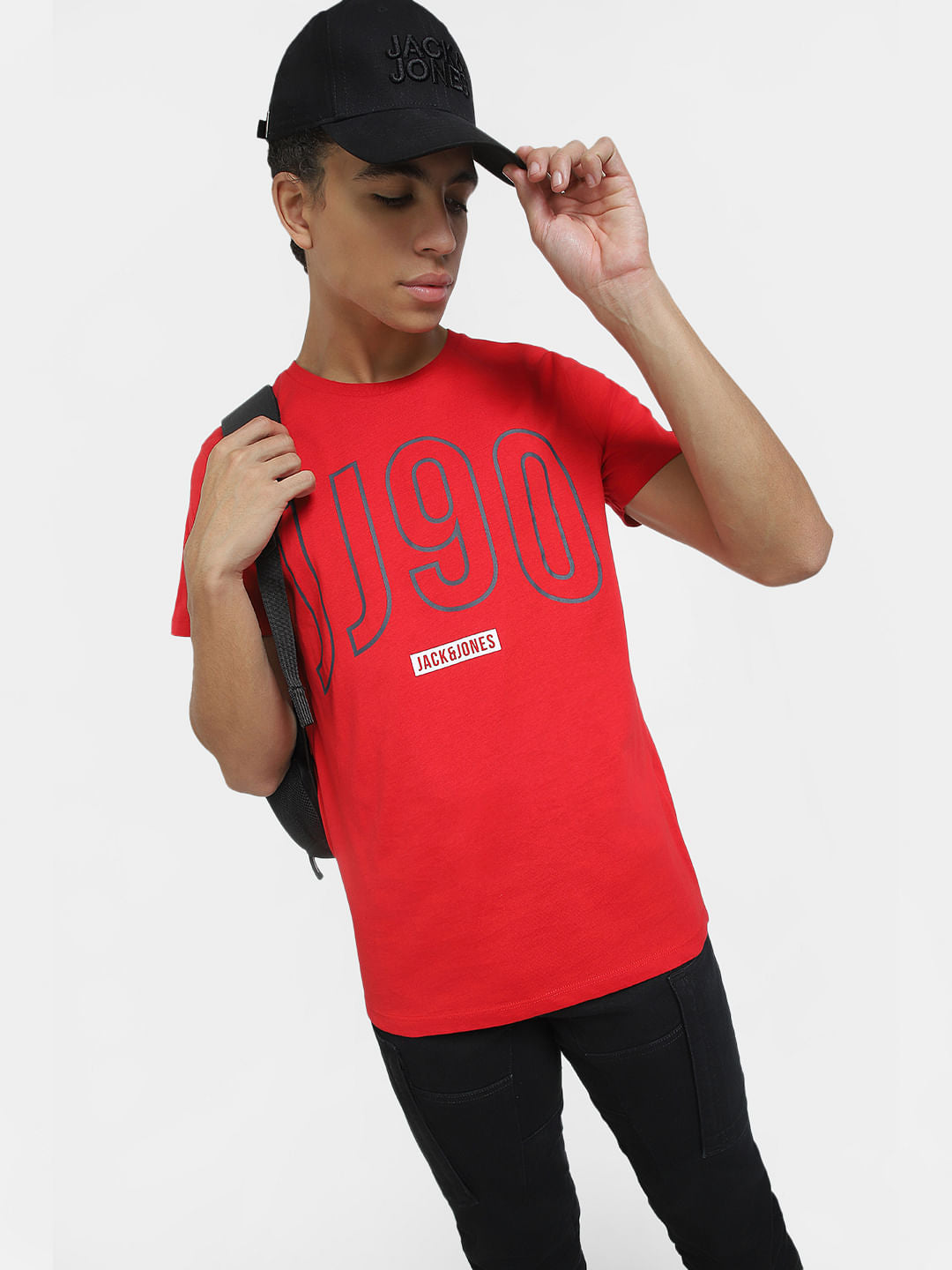 Red Typographic Print Crew Neck T-shirt