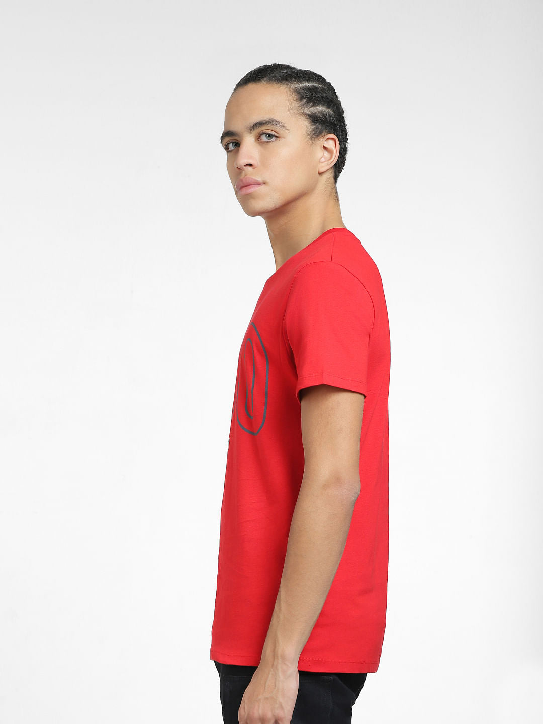 Red Typographic Print Crew Neck T-shirt