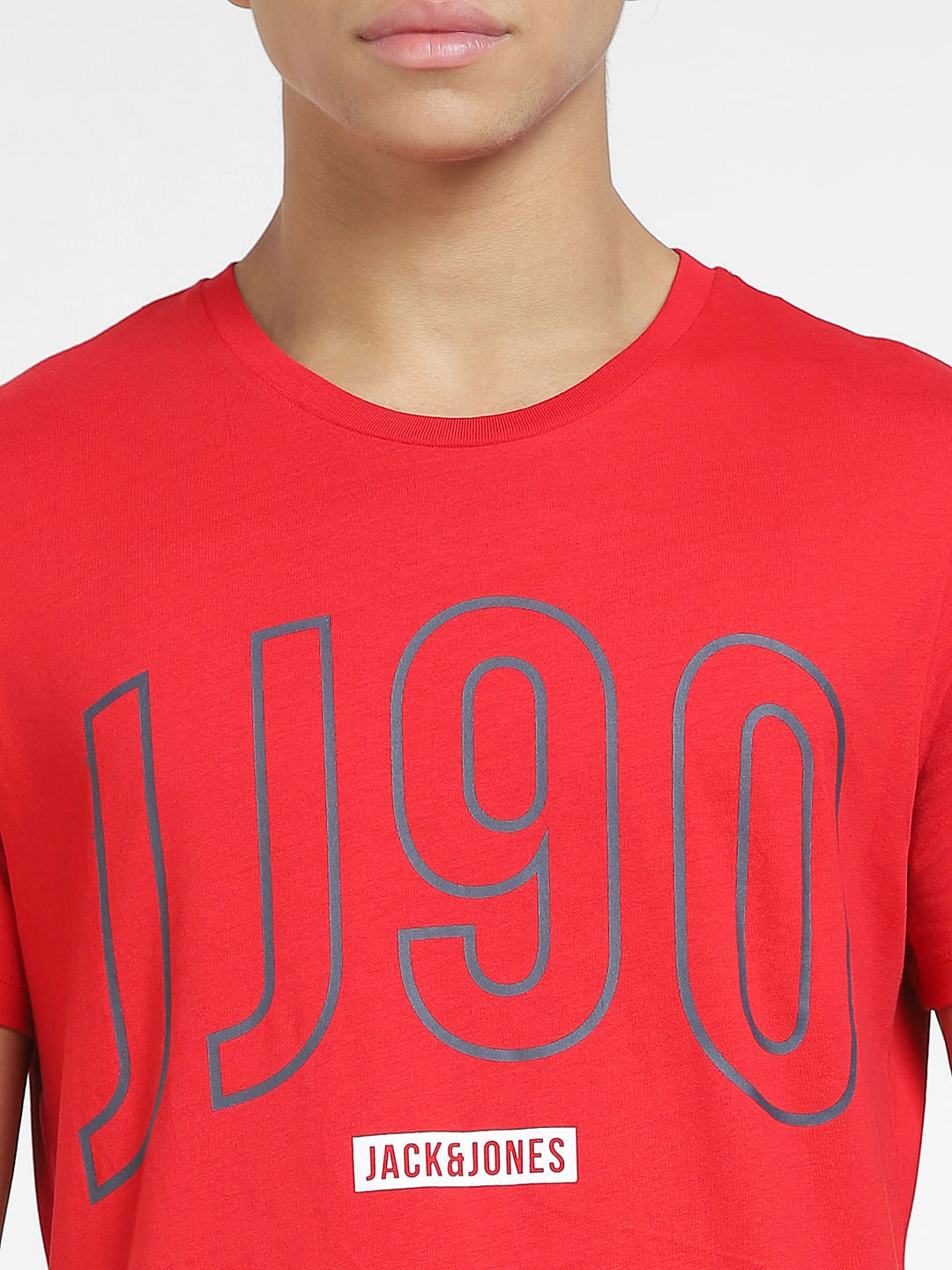 Red Typographic Print Crew Neck T-shirt