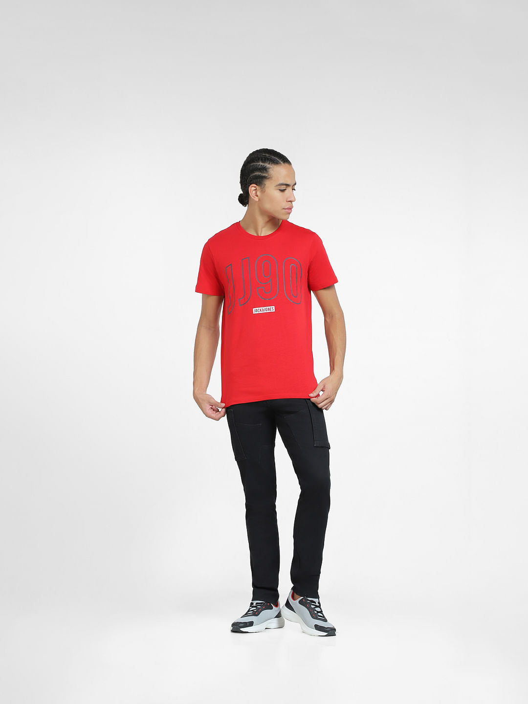 Red Typographic Print Crew Neck T-shirt