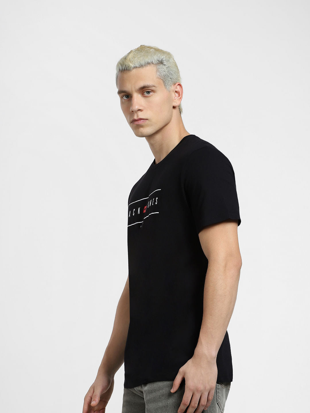 Black Logo Print Crew Neck T-shirt