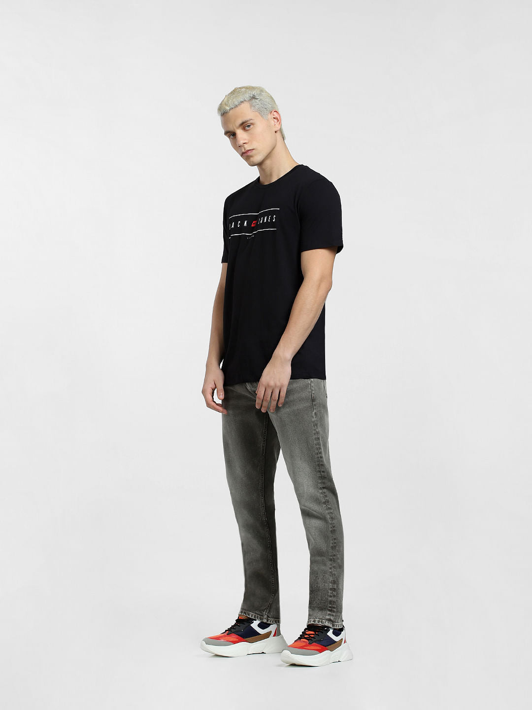 Black Logo Print Crew Neck T-shirt