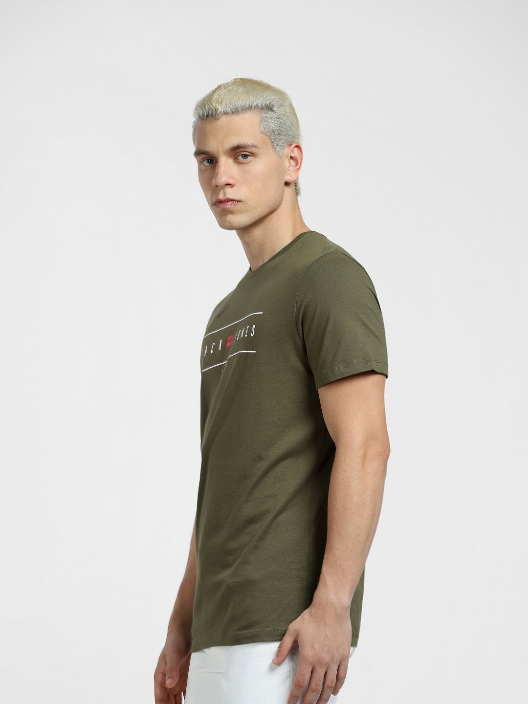 Green Logo Print Crew Neck T-shirt