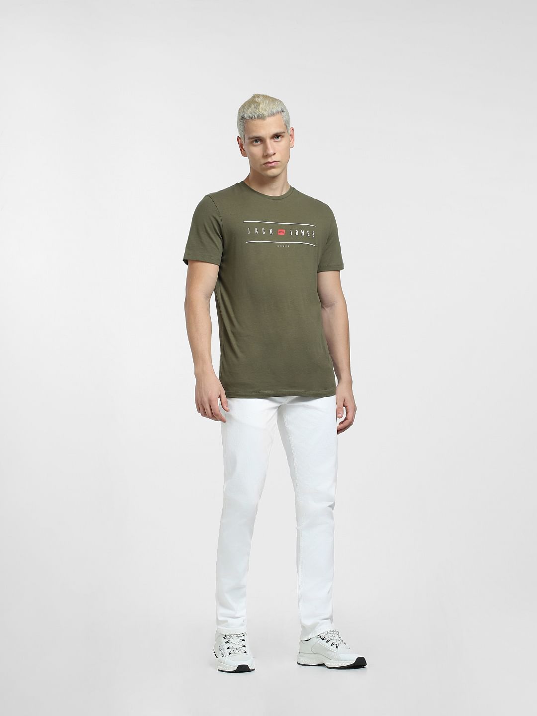 Green Logo Print Crew Neck T-shirt