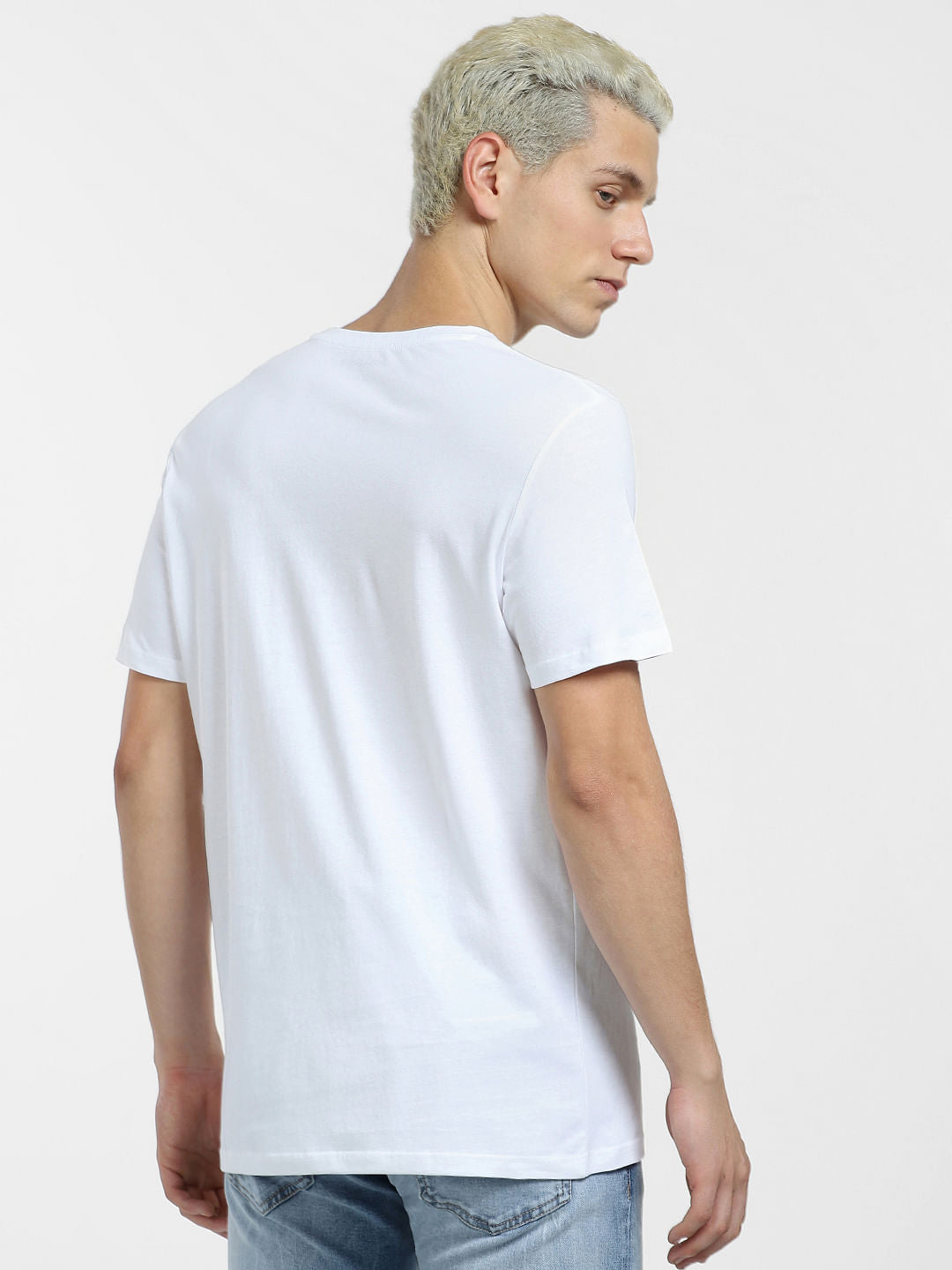 White Logo Print Crew Neck T-shirt