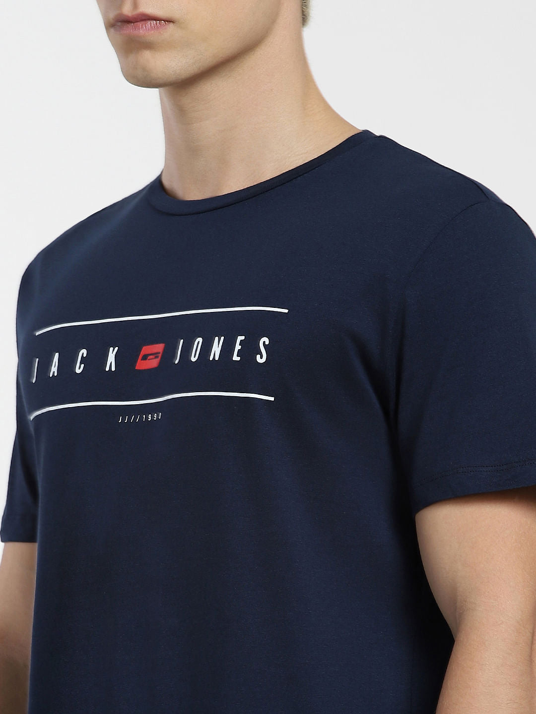 Blue Logo Print Crew Neck T-shirt