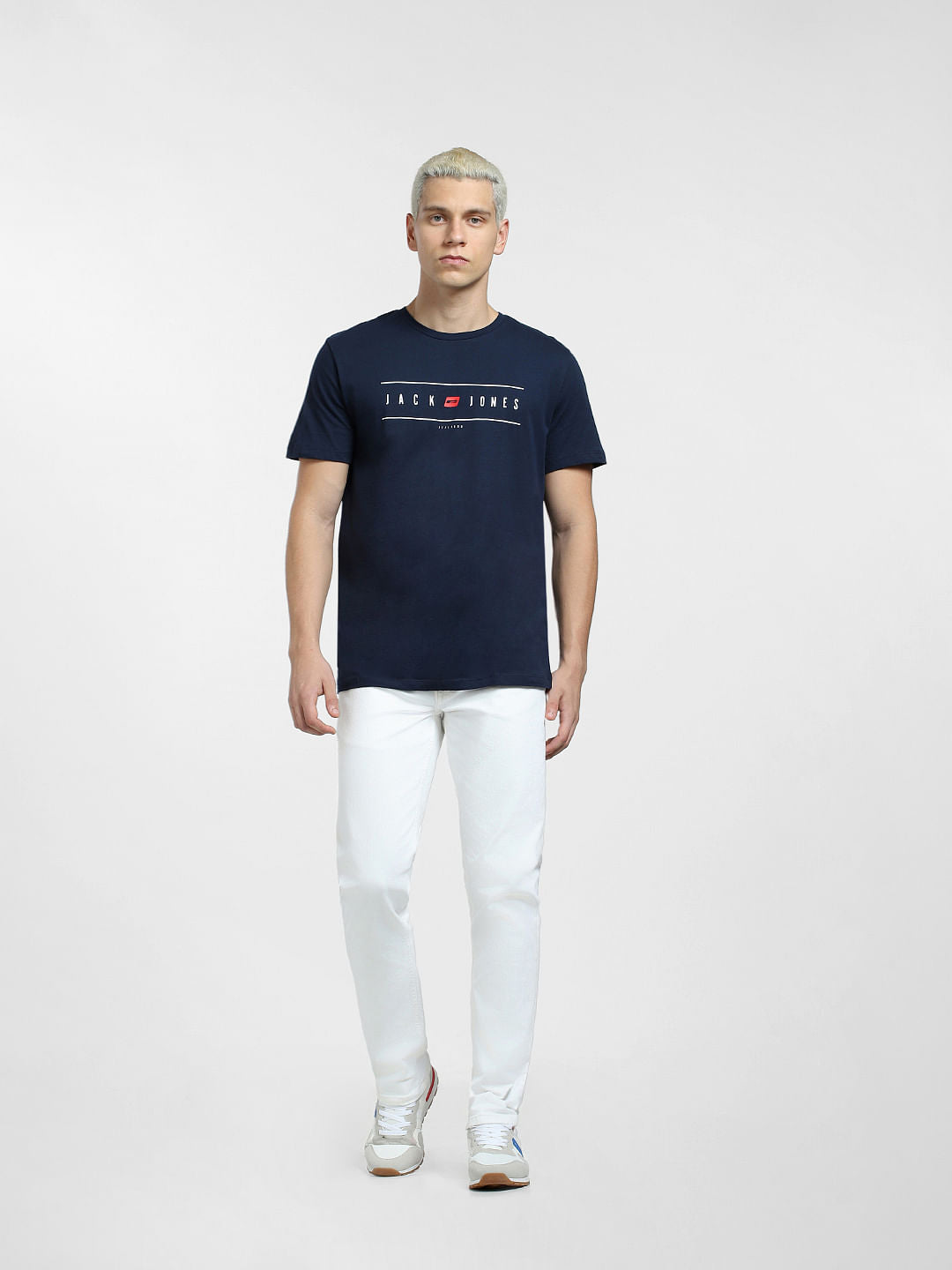 Blue Logo Print Crew Neck T-shirt