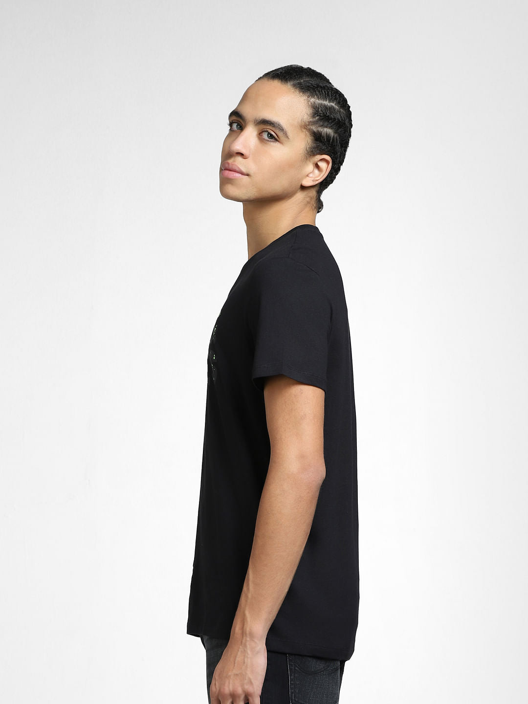 Black Logo Print Crew Neck T-shirt
