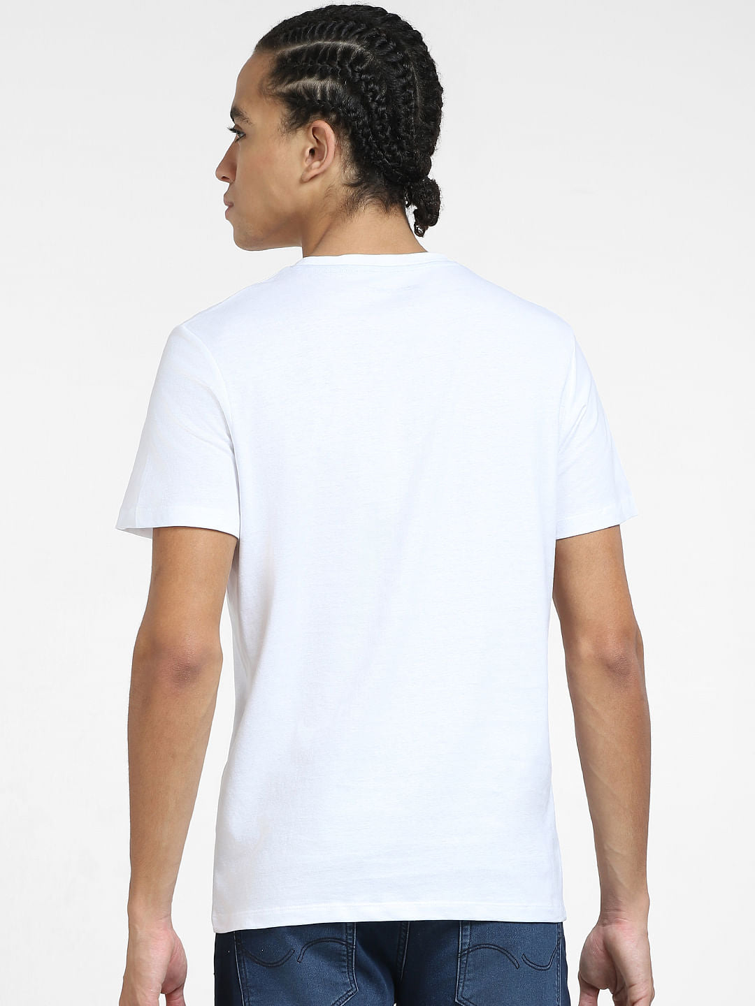 White Logo Print Crew Neck T-shirt