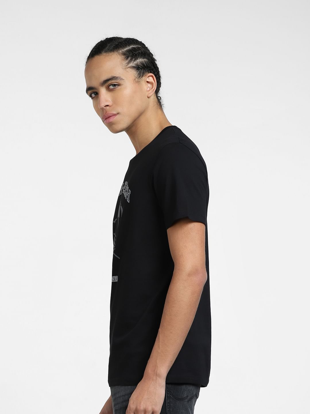 Black Graphic Print Crew Neck T-shirt