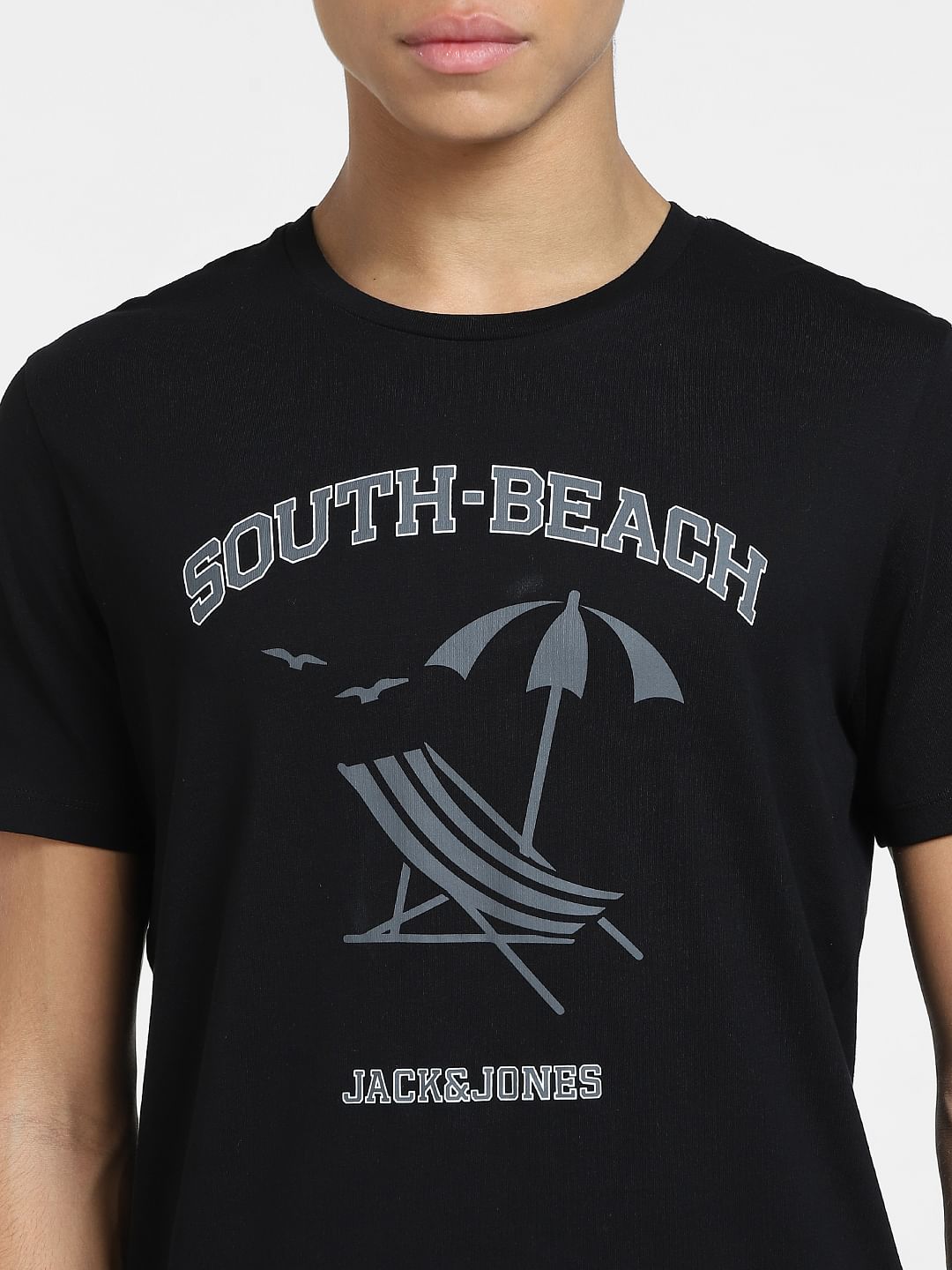 Black Graphic Print Crew Neck T-shirt