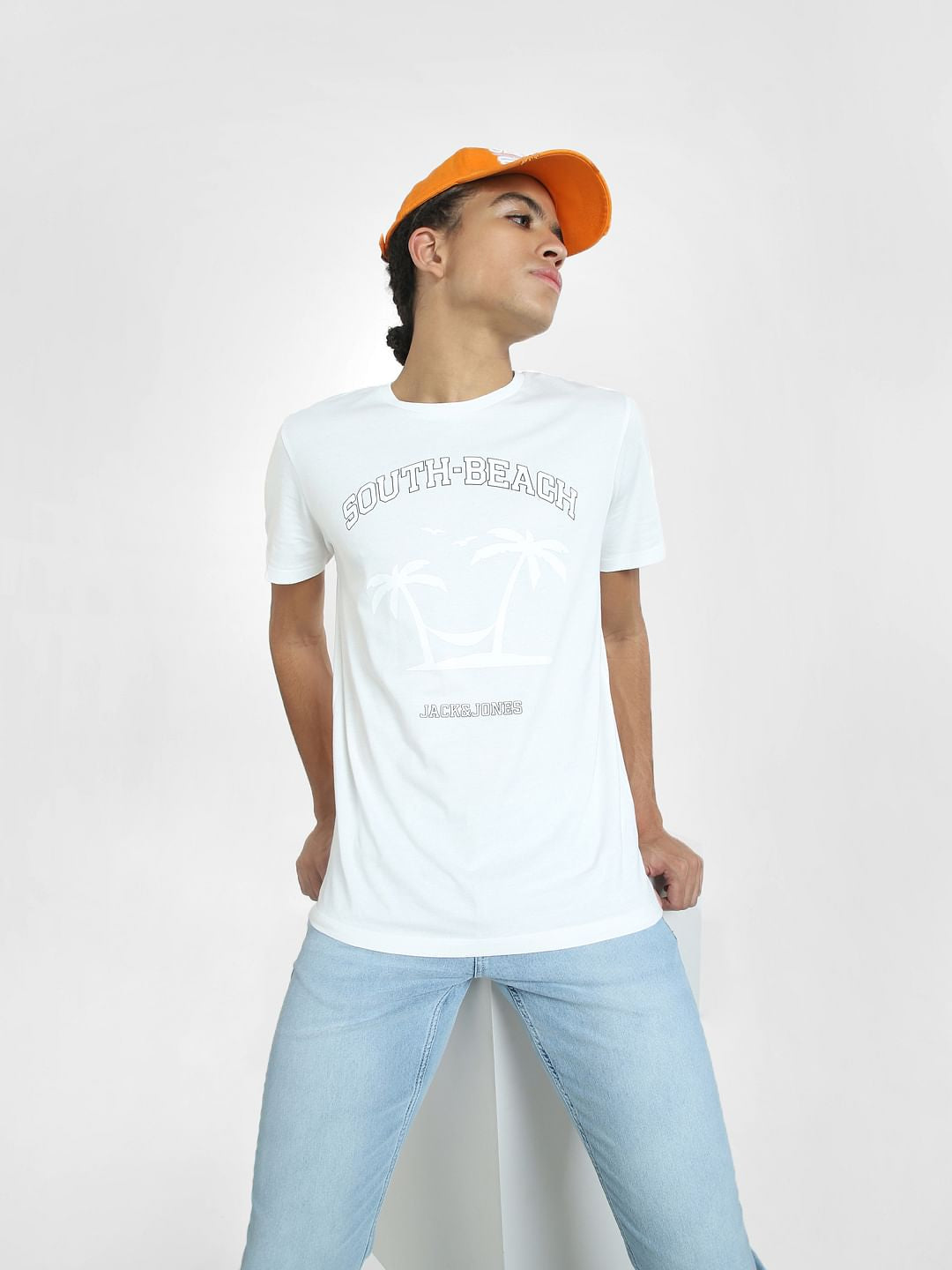 White Graphic Print Crew Neck T-shirt