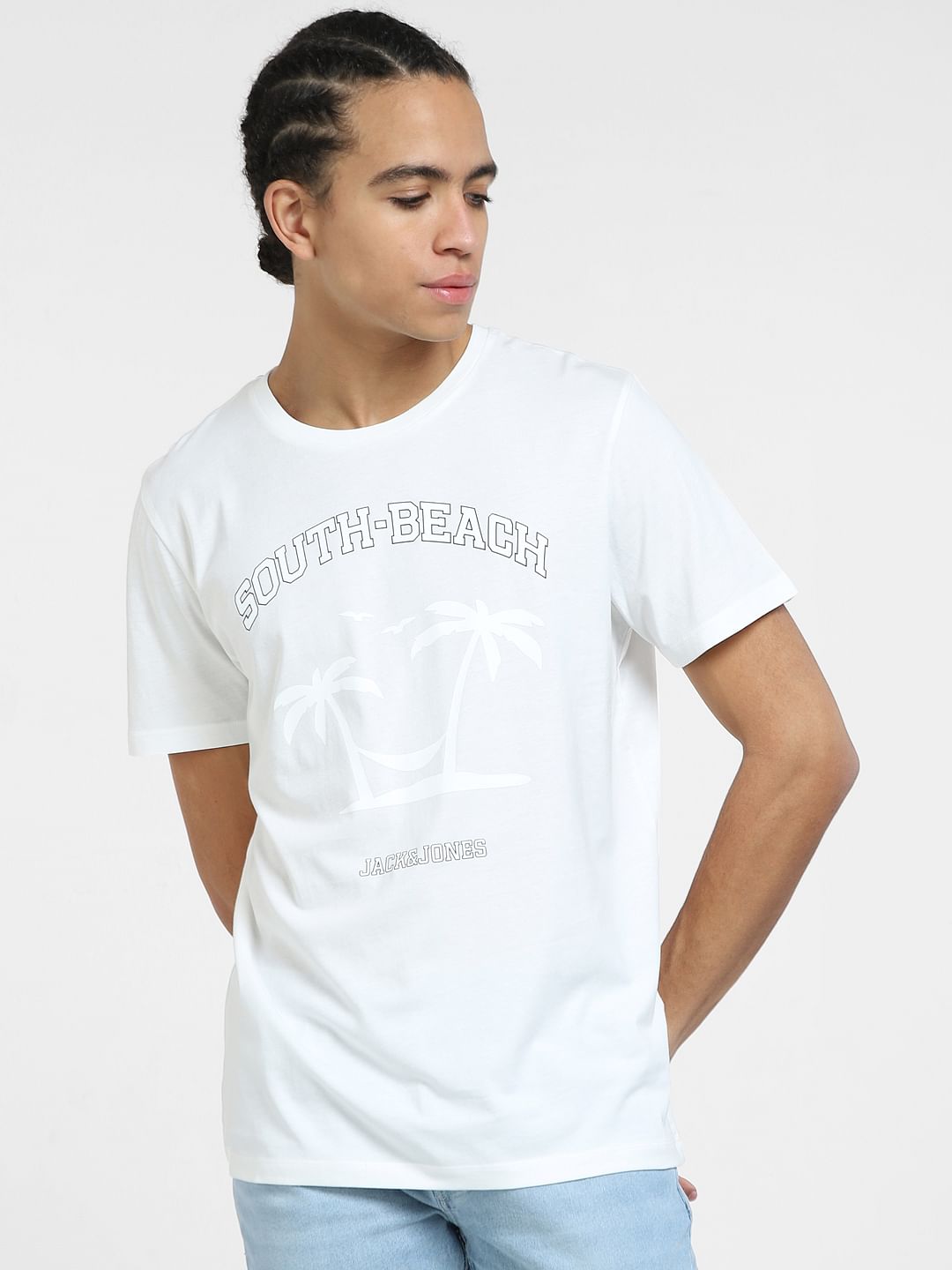 White Graphic Print Crew Neck T-shirt