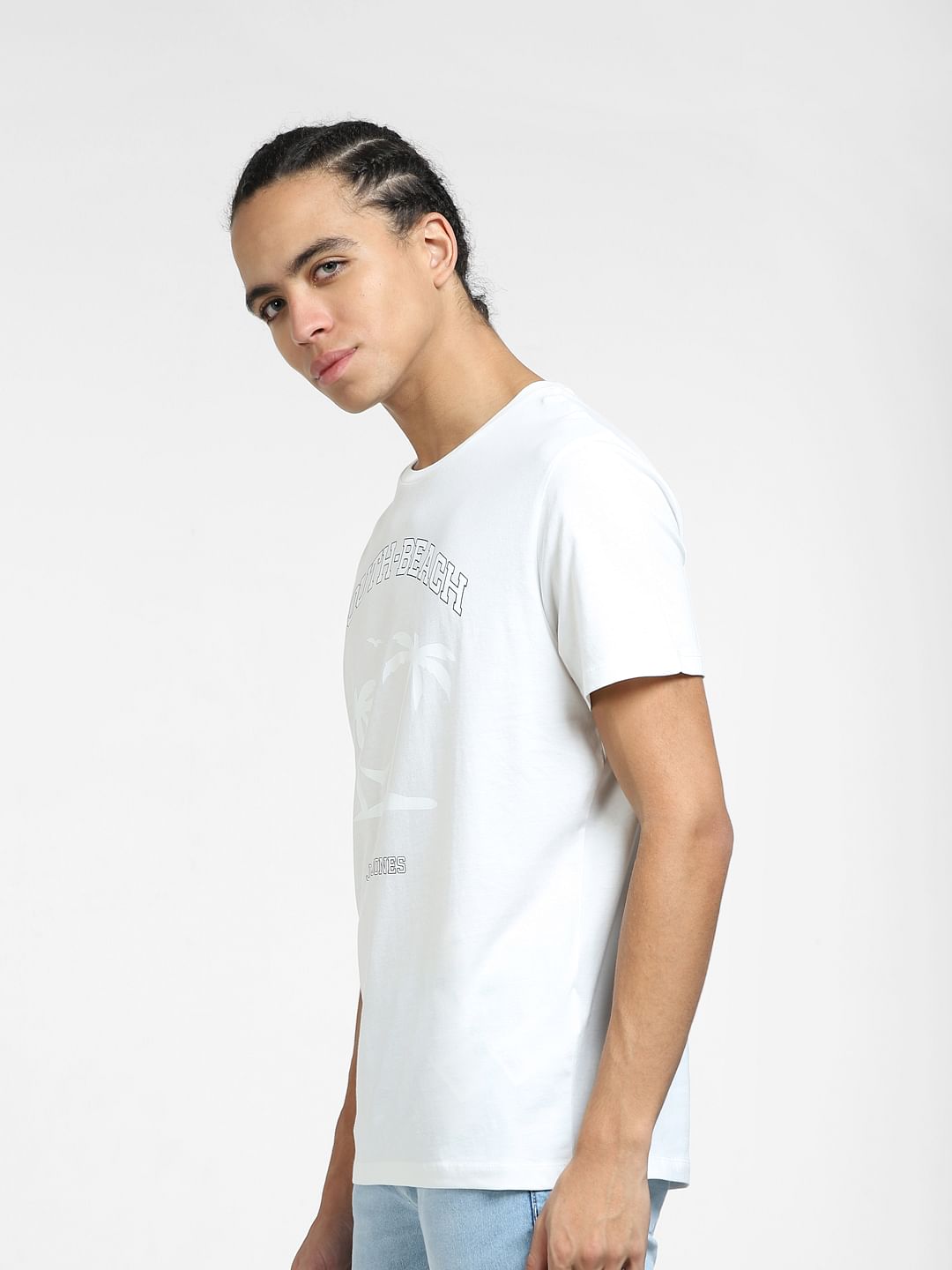 White Graphic Print Crew Neck T-shirt