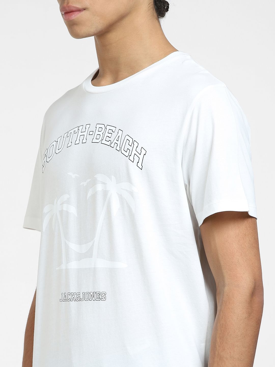 White Graphic Print Crew Neck T-shirt
