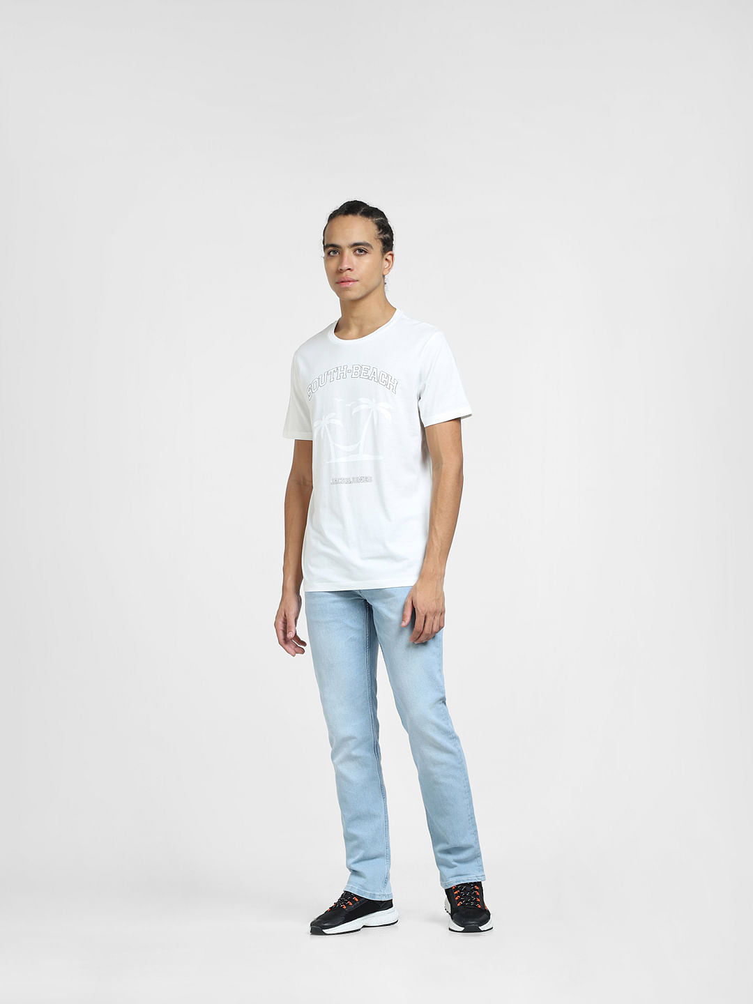 White Graphic Print Crew Neck T-shirt