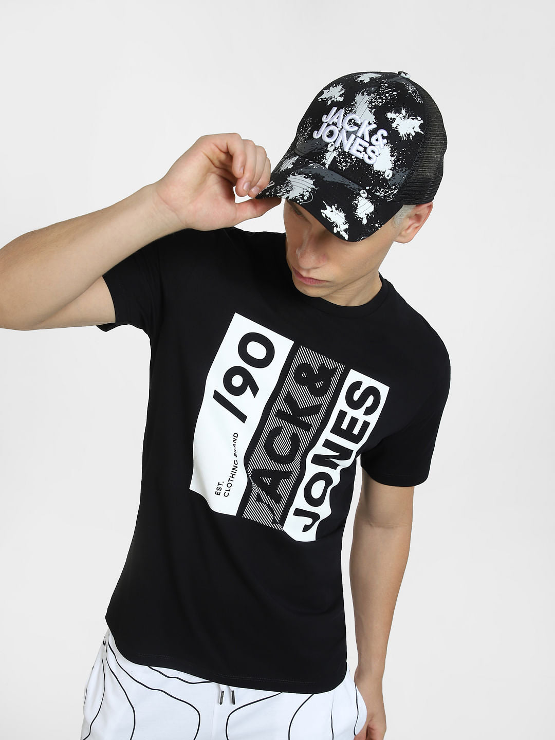 Black Typographic Logo Crew Neck T-shirt