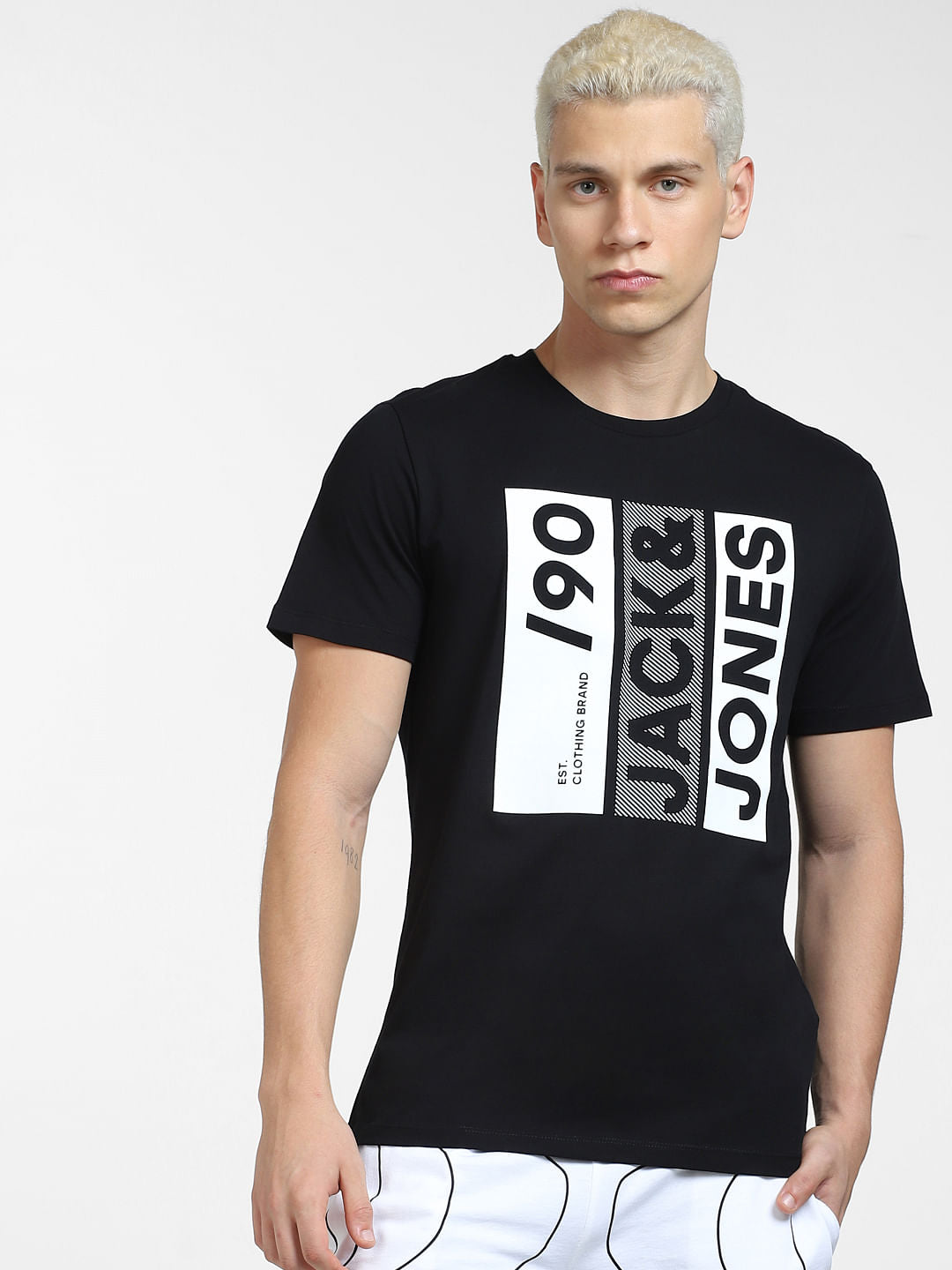 Black Typographic Logo Crew Neck T-shirt