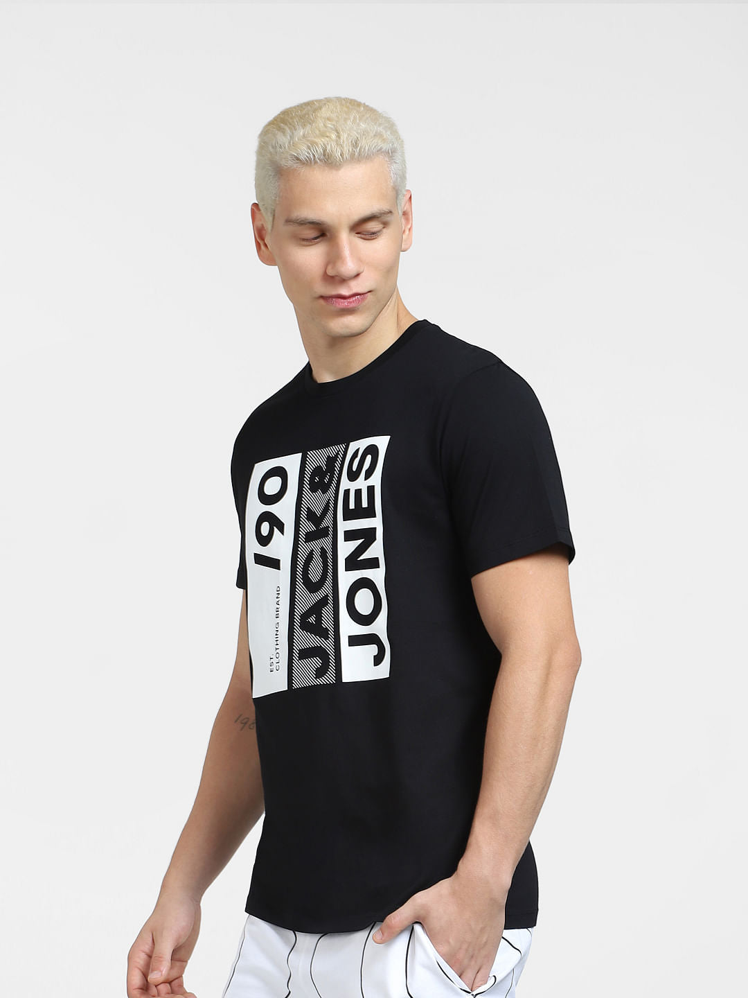 Black Typographic Logo Crew Neck T-shirt