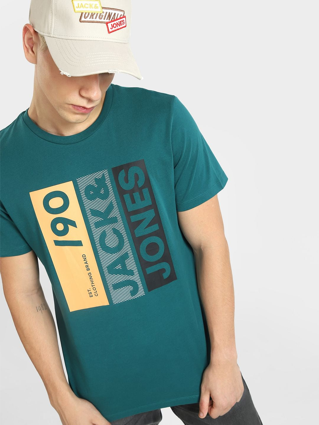 Green Typographic Logo Crew Neck T-shirt