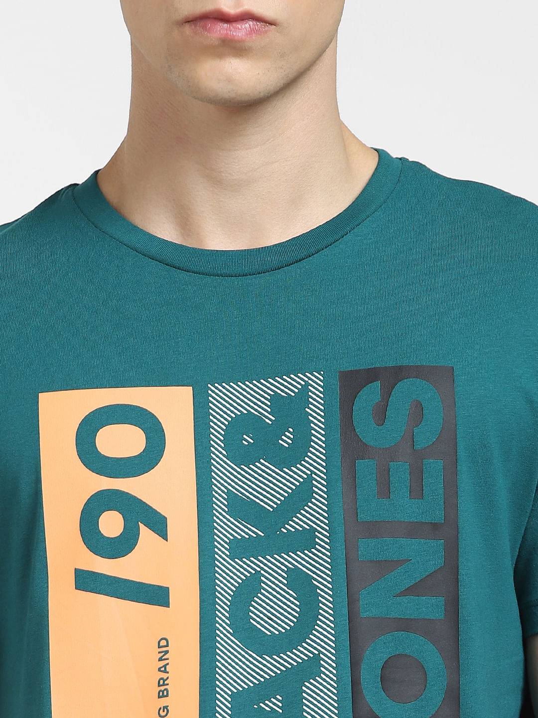 Green Typographic Logo Crew Neck T-shirt