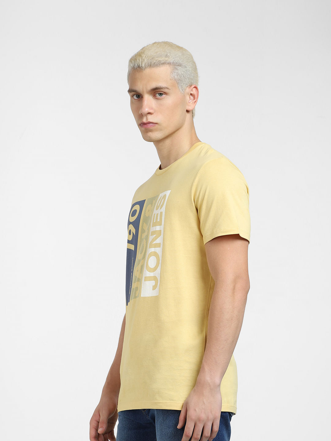 Yellow Typographic Logo Crew Neck T-shirt