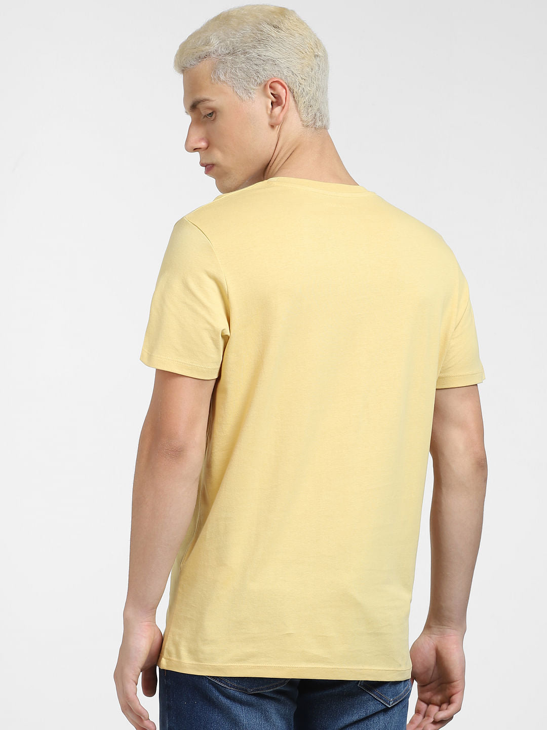 Yellow Typographic Logo Crew Neck T-shirt