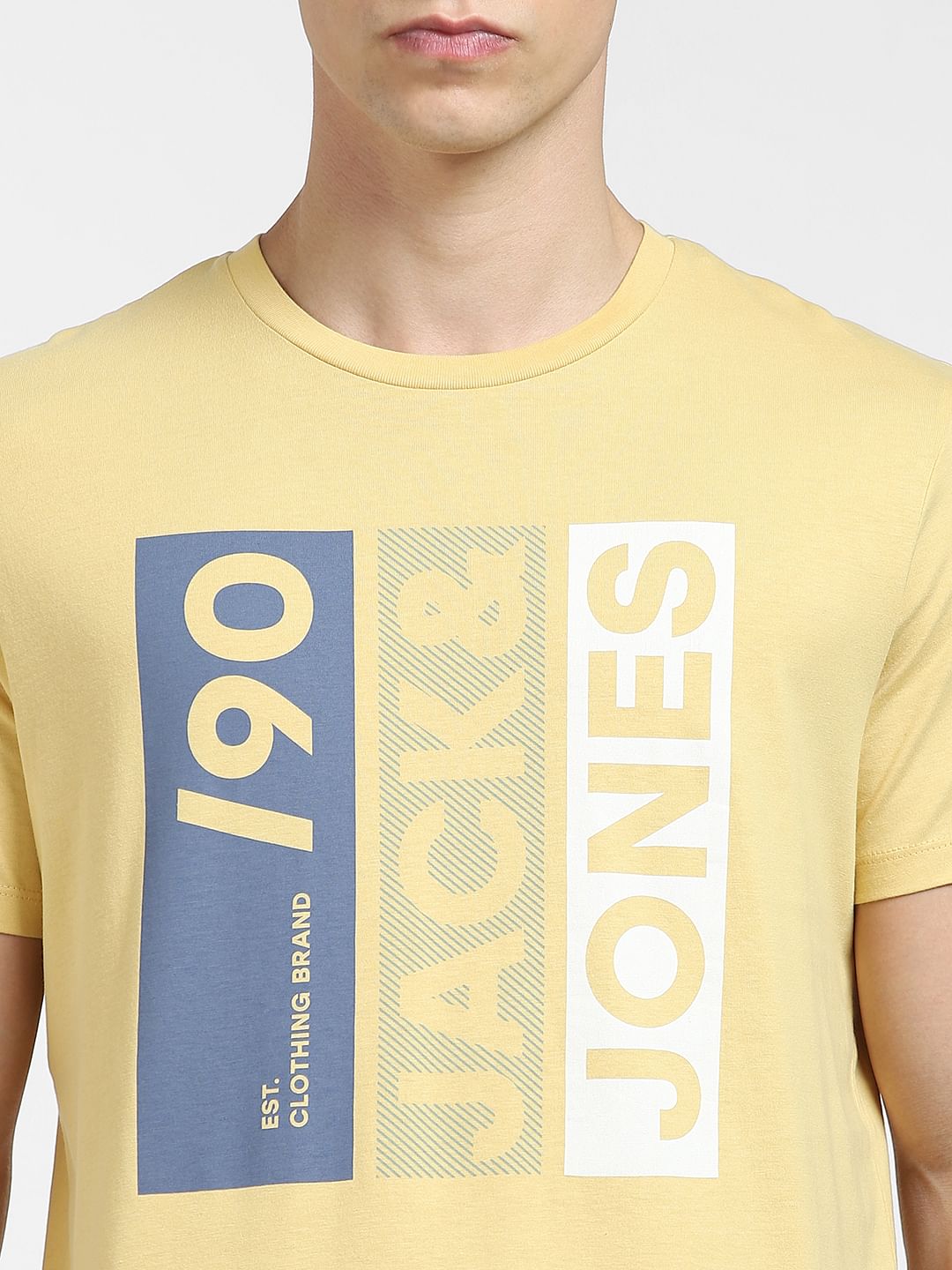 Yellow Typographic Logo Crew Neck T-shirt