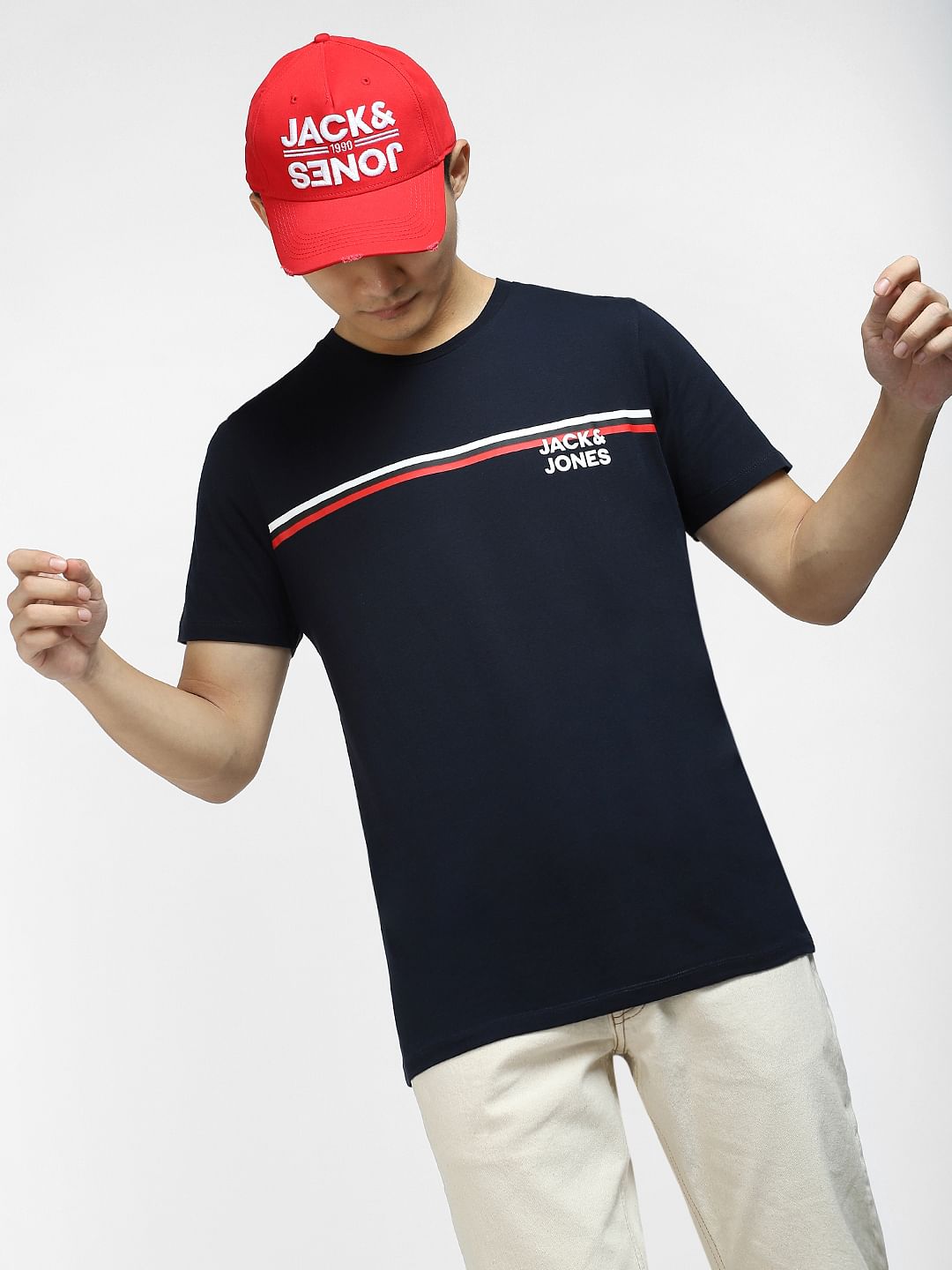 Navy Blue Crew Neck T-shirt - S