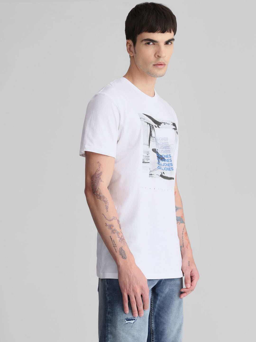 White Graphic Print Crew Neck T-shirt