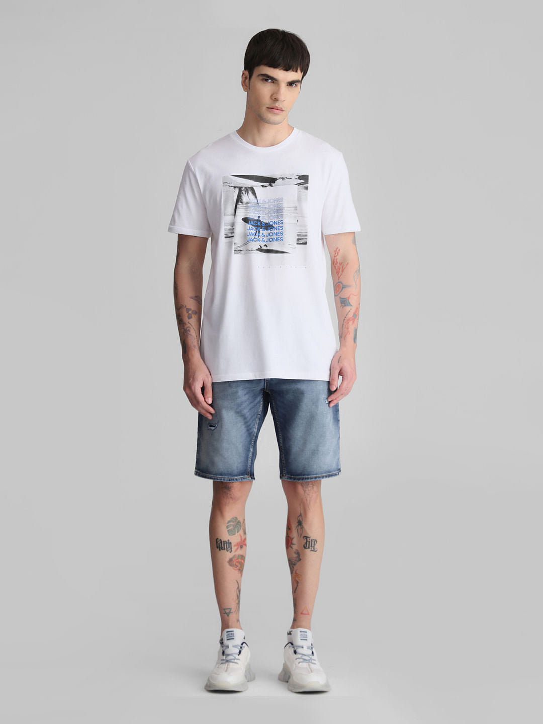 White Graphic Print Crew Neck T-shirt