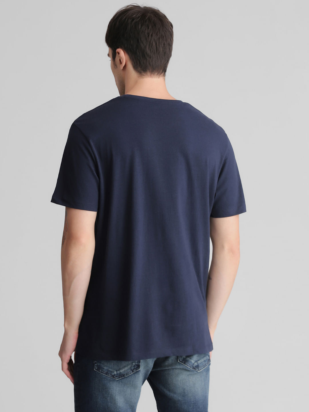 Blue Graphic Print Crew Neck T-shirt