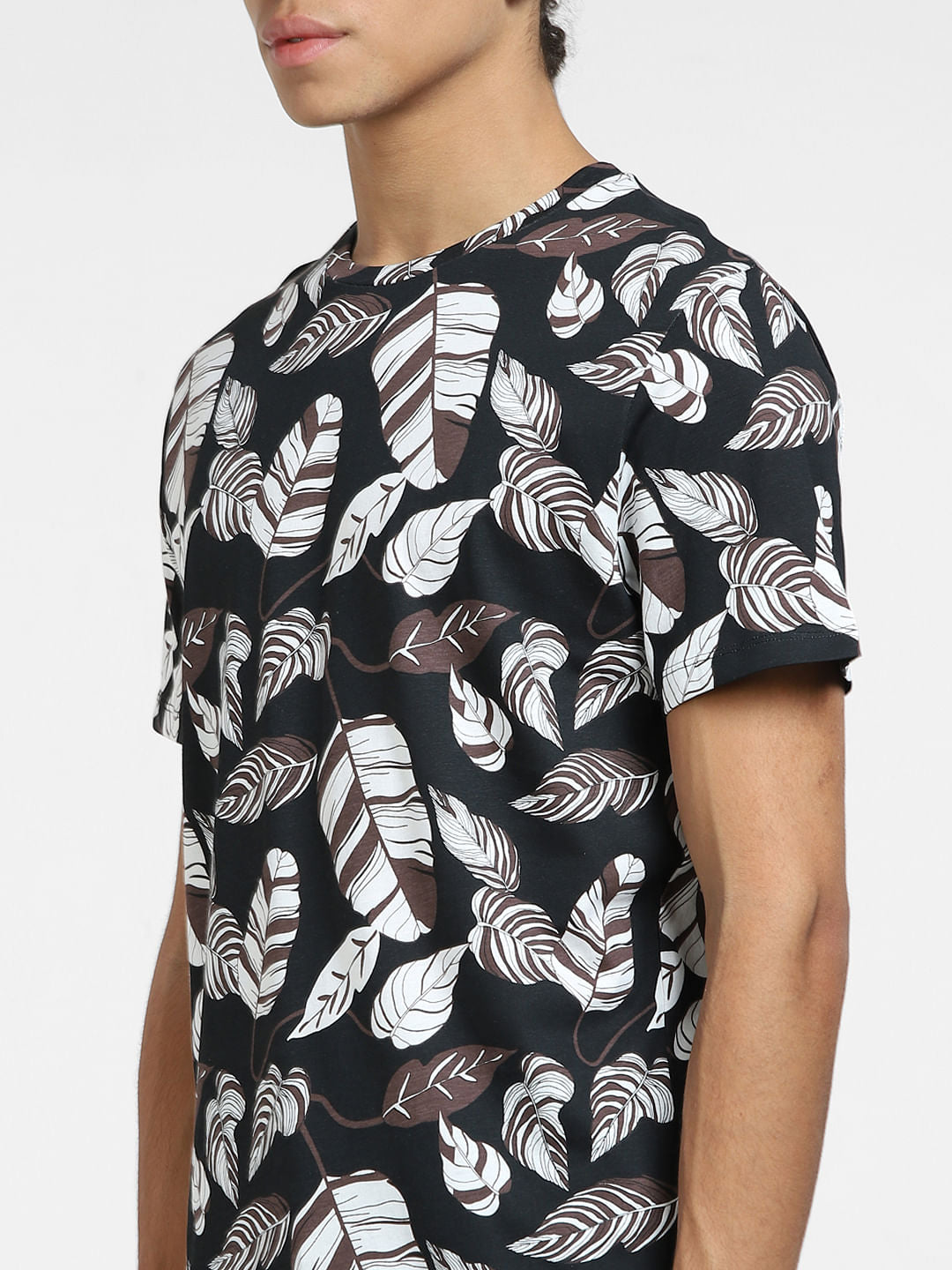 Black All Over Print Crew Neck T-shirt