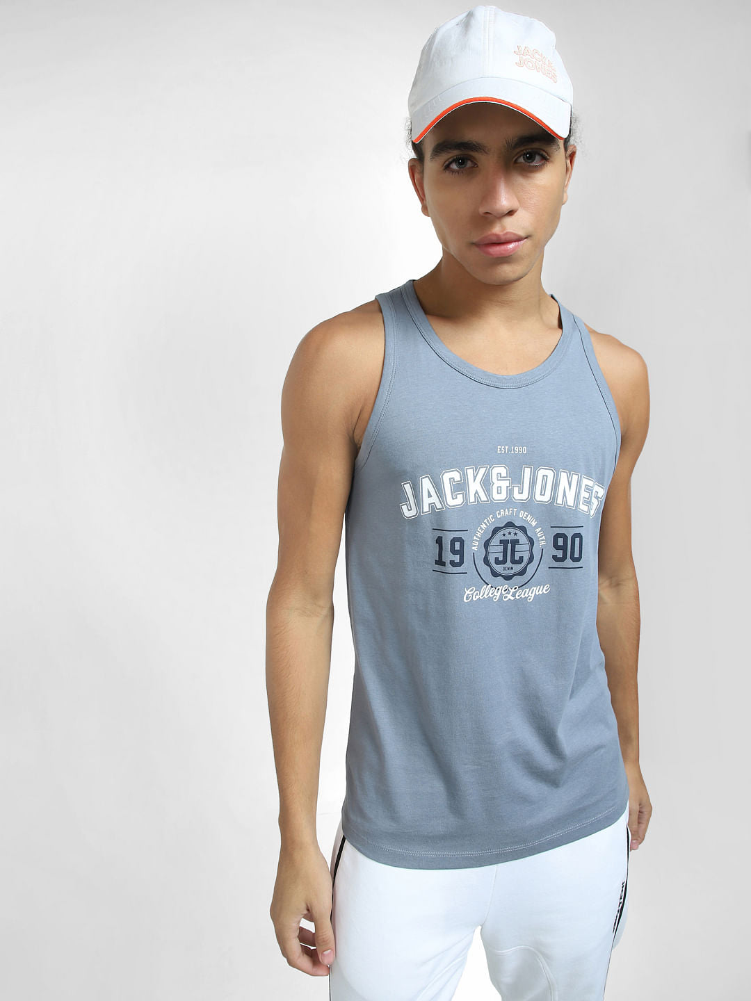Blue Logo Print T-shirt Vest