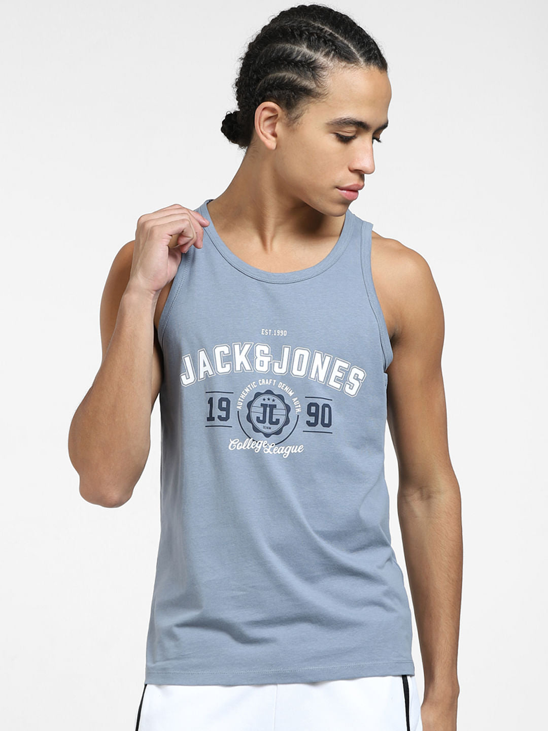 Blue Logo Print T-shirt Vest