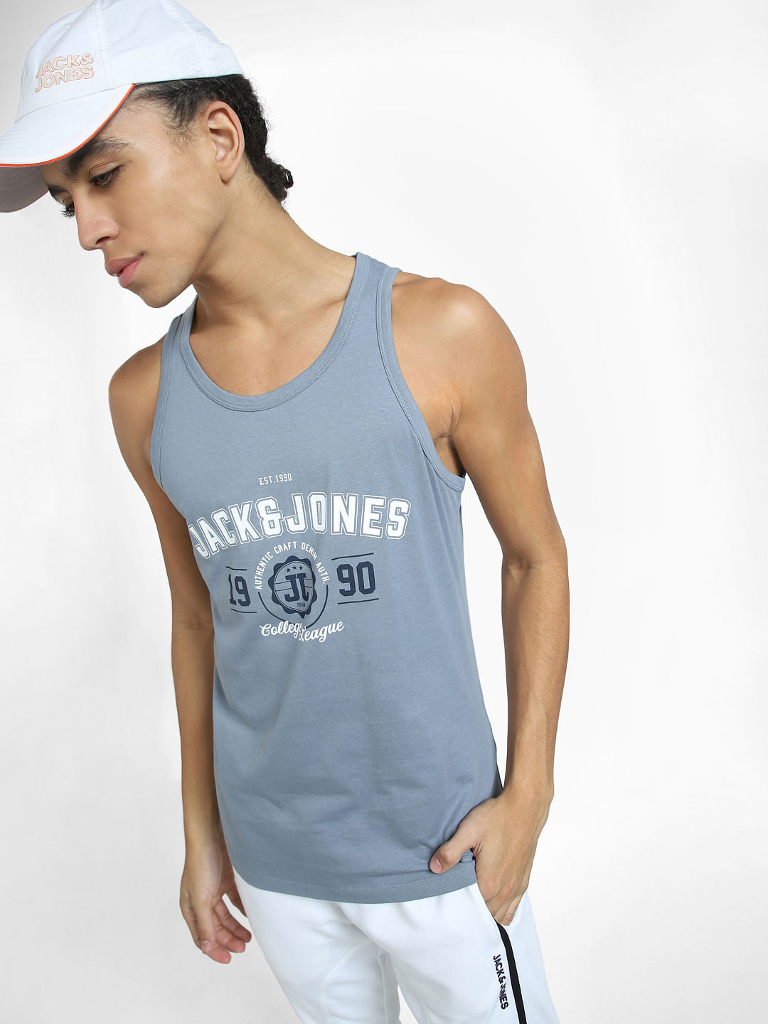 Blue Logo Print T-shirt Vest
